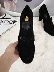 Kitlife Saint Laurent Classic Heeled Loafers Black Suede 100mm - 3