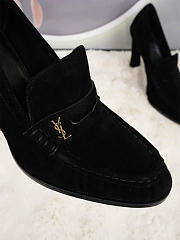 Kitlife Saint Laurent Classic Heeled Loafers Black Suede 100mm - 6
