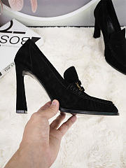 Kitlife Saint Laurent Classic Heeled Loafers Black Suede 100mm - 4