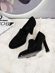 Kitlife Saint Laurent Classic Heeled Loafers Black Suede 100mm - 5