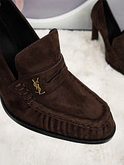 Kitlife Saint Laurent Classic Heeled Loafers Dark Brown Suede 100mm  - 5