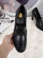 Kitlife Saint Laurent Classic Heeled Loafers Black Leather 100mm - 4
