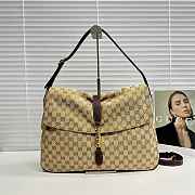 Kitlife Gucci Jackie Flap Large Crossbody Bag Beige & Dark Brown GG Canvas A005ZI  43x29x5cm  - 1