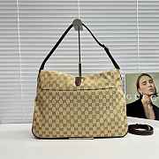 Kitlife Gucci Jackie Flap Large Crossbody Bag Beige & Dark Brown GG Canvas A005ZI  43x29x5cm  - 2
