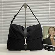 Kitlife Gucci Jackie Flap Large Crossbody Bag Black GG Canvas A005ZI 43x29x5cm - 1