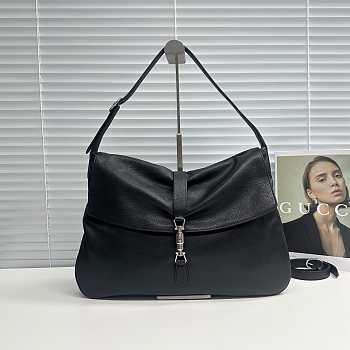 Kitlife Gucci Jackie Flap Large Crossbody Bag Black Leather A005ZI 43x29x5cm 