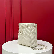 Kitlife Gucci Micro GG Marmont Bucket Bag Natural Ivory Leather 856404 16x6.5x17cm - 4