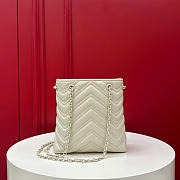 Kitlife Gucci Micro GG Marmont Bucket Bag Natural Ivory Leather 856404 16x6.5x17cm - 2