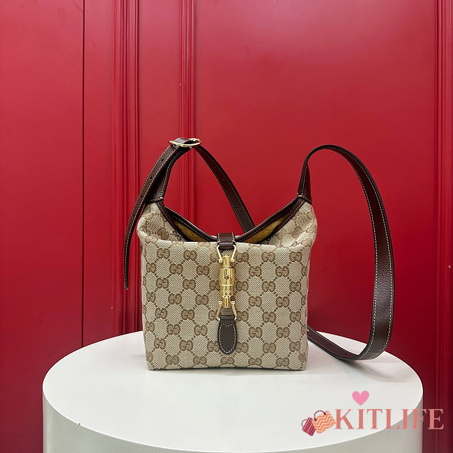Kitlife Gucci GG Mini Bag With Piston Closure Beige & Brown GG Canvas A002LF 26x20x10cm  - 1