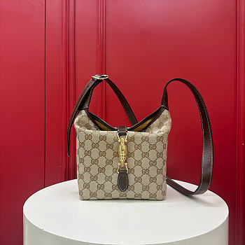 Kitlife Gucci GG Mini Bag With Piston Closure Beige & Brown GG Canvas A002LF 26x20x10cm 
