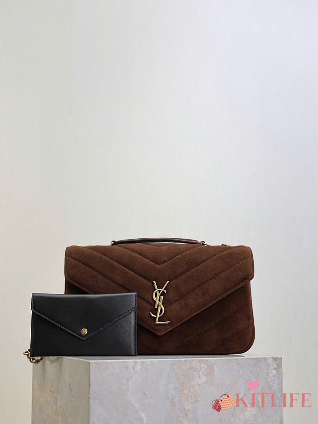 Kitlife Saint Laurent Lou Lou Bag Dark Brown Suede 801439 29x17x8cm  - 1
