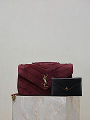 Kitlife Saint Laurent Lou Lou Bag Burgundy Suede 801439 29x17x8cm  - 1