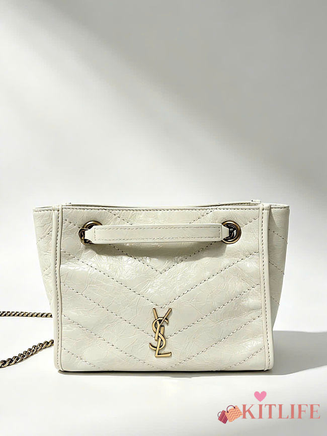 Kitlife Saint Laurent Niki Mini Shopping Bag In White Leather A0088075 19x16x7cm - 1