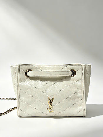 Kitlife Saint Laurent Niki Mini Shopping Bag In White Leather A0088075 19x16x7cm