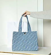 Kitlife Dior Dioriviera Medium Spongy Book Tote Blue Spongy Dior Oblique Fabric 36x27x16cm - 4