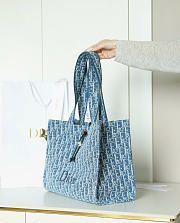 Kitlife Dior Dioriviera Medium Spongy Book Tote Blue Spongy Dior Oblique Fabric 36x27x16cm - 3