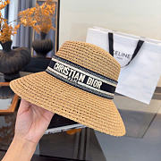 Kitlife Dior Wide-Brim Straw Hat With Embroidered Logo  - 6