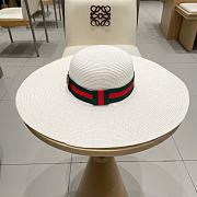 Kitlife Gucci Dome-Top Wide-Brim Straw Hat White - 6