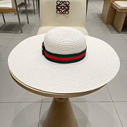 Kitlife Gucci Dome-Top Wide-Brim Straw Hat White - 5