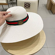 Kitlife Gucci Dome-Top Wide-Brim Straw Hat White - 4