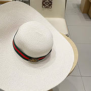 Kitlife Gucci Dome-Top Wide-Brim Straw Hat White - 3