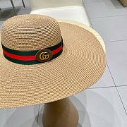 Kitlife Gucci Dome-Top Wide-Brim Straw Hat Beige - 5