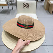 Kitlife Gucci Dome-Top Wide-Brim Straw Hat Beige - 4