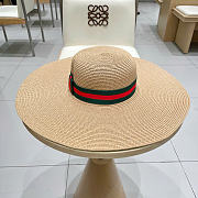 Kitlife Gucci Dome-Top Wide-Brim Straw Hat Beige - 3