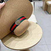 Kitlife Gucci Dome-Top Wide-Brim Straw Hat Beige - 2