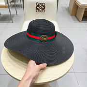 Kitlife Gucci Dome-Top Wide-Brim Straw Hat Black - 6