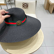 Kitlife Gucci Dome-Top Wide-Brim Straw Hat Black - 5