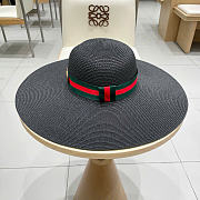 Kitlife Gucci Dome-Top Wide-Brim Straw Hat Black - 4