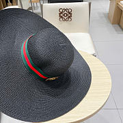 Kitlife Gucci Dome-Top Wide-Brim Straw Hat Black - 3