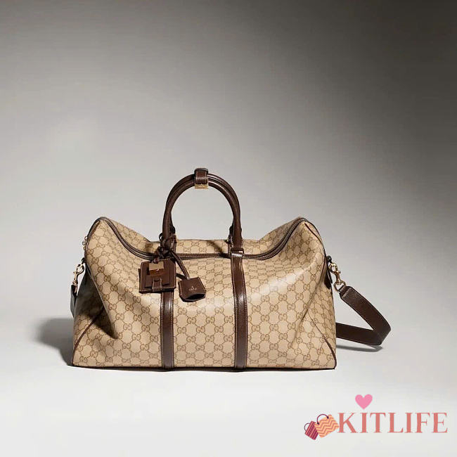 Kitlife Gucci Essence Classic Medium Duffle Bag Beige & Brown GG Canvas ‎A006XM 45x27x23cm - 1