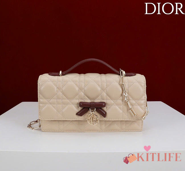 Kitlife Dior My Dior Mini Bag Two-Tone Beige and Burgundy Cannage Lambskin 21x11.5x4.5cm - 1