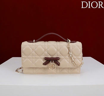 Kitlife Dior My Dior Mini Bag Two-Tone Beige and Burgundy Cannage Lambskin 21x11.5x4.5cm