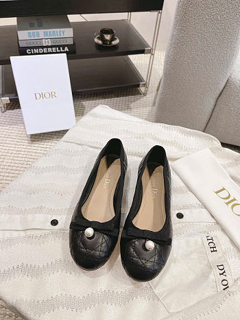 Kitlife Dior Ballet Flat Black Quilted Cannage Calfskin