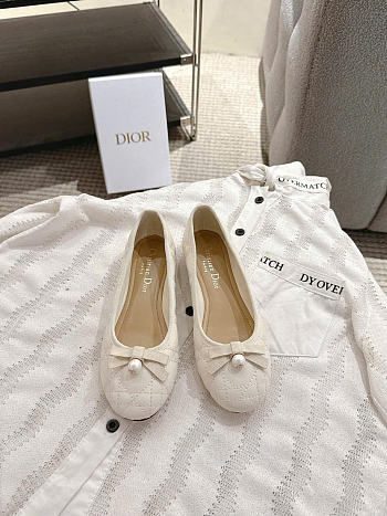 Kitlife Dior Ballet Flat White Quilted Cannage Calfskin