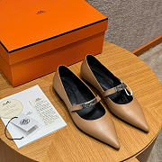 Kitlife Hermes Kelly Ballet Flat Shoes Brown  - 6