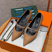 Kitlife Hermes Kelly Ballet Flat Shoes Brown  - 5