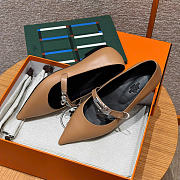 Kitlife Hermes Kelly Ballet Flat Shoes Brown  - 4