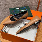 Kitlife Hermes Kelly Ballet Flat Shoes Brown  - 3