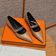Kitlife Hermes Kelly Ballet Flat Shoes Brown  - 2