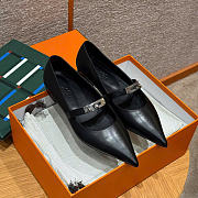 Kitlife Hermes Kelly Ballet Flat Shoes Black - 3