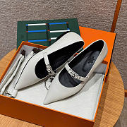 Kitlife Hermes Kelly Ballet Flat Shoes White - 6