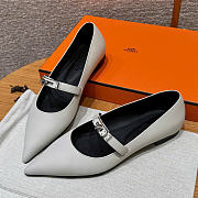 Kitlife Hermes Kelly Ballet Flat Shoes White - 5
