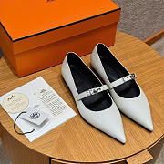 Kitlife Hermes Kelly Ballet Flat Shoes White - 4