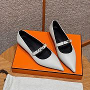 Kitlife Hermes Kelly Ballet Flat Shoes White - 3