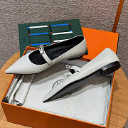 Kitlife Hermes Kelly Ballet Flat Shoes White - 2