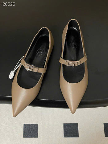 Kitlife Hermes Kelly Ballet Flat Shoes Gray